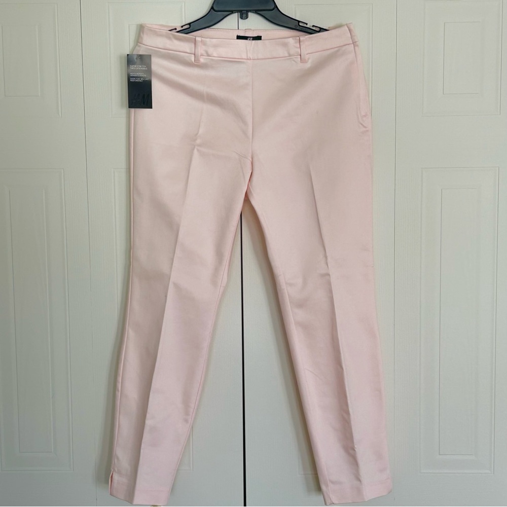 Light pastel baby pink slim ankle length pants H&M